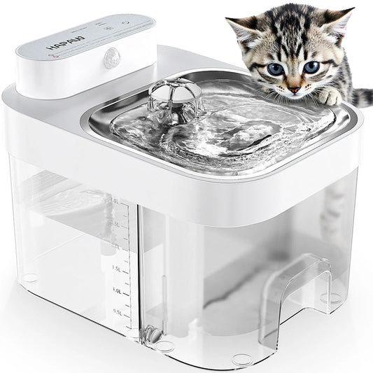 HAPAW Wi-Fi Smart Cat Water Fountain, 3L Filter-Free Plug-In Dispenser with 2.4Ghz App Remote Control & Alerts, 5000Mah Battery, Mode 2, Separated Clean-Waste Water, Multiple Power Supply Options for Cats